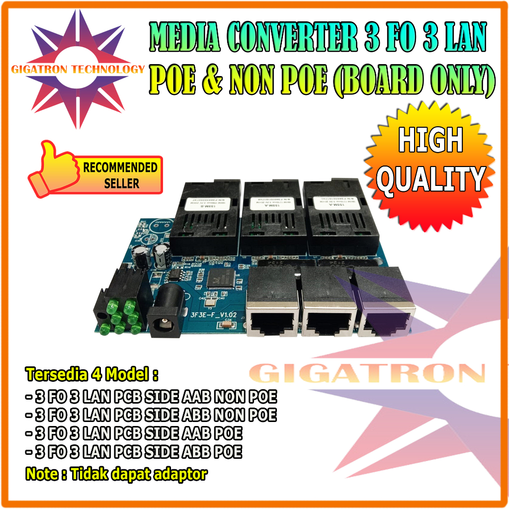 Jual Media Converter 3 Fo 3 Lan 3 Sc 3 Rj45 3f3e 10 100 Mbps Pcb Board Only Switch Fiber Optic