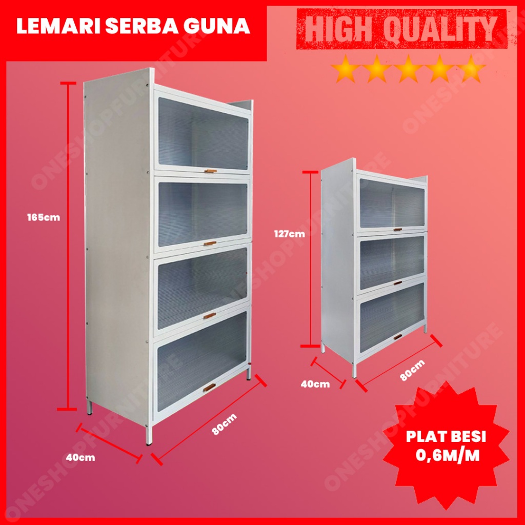 Jual Lemari Dapur / Rak Dapur Besi / Lemari Kaca Modern / Rak Serba ...