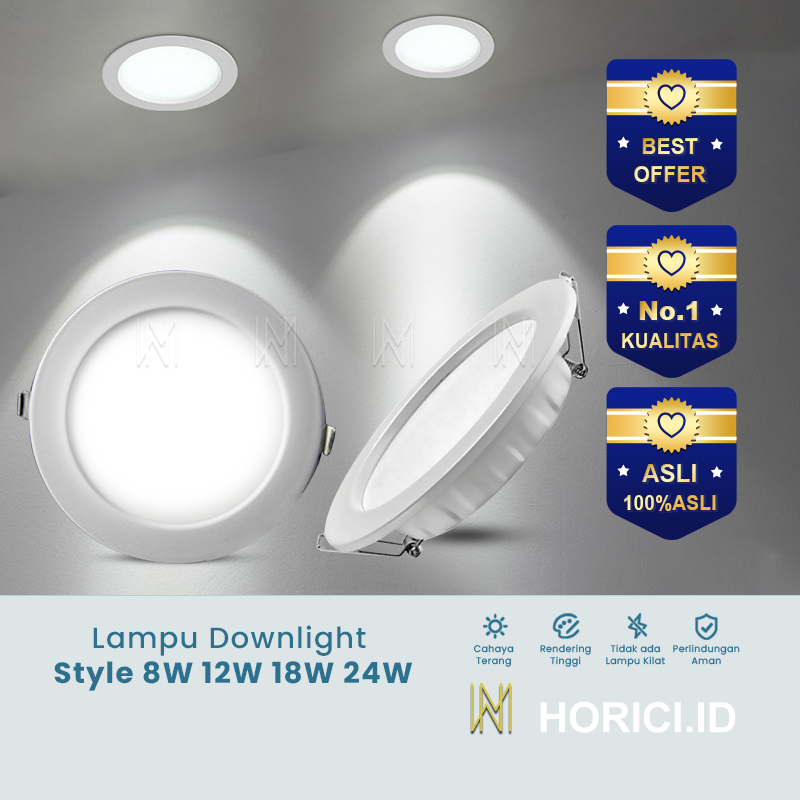Jual HORICI LAMPU DOWNLIGHT LED PLAFON 8WATT 12WATT 18WATT 24WATT PUTIH ...
