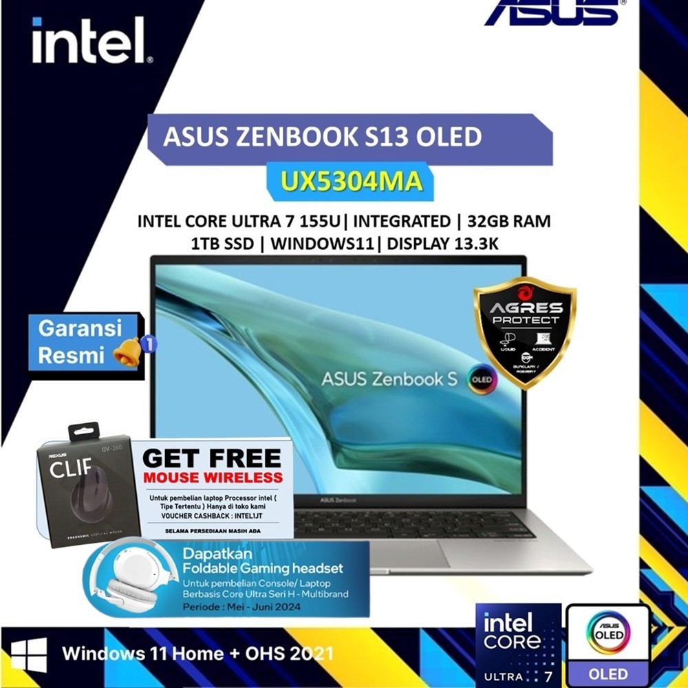 Jual Asus Zenbook S13 Oled Ux5304ma Evo Core Ultra 7 155u 32gb 1tb Arc Graphics 133 3k 100 