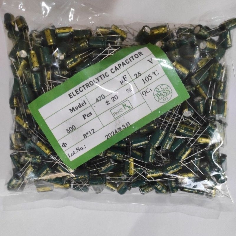 Condensatori Ricambio Per Schede Condensatori Elettrolitici 470uF 25V 105°C - Elko, Radiali, Scelta Quantità (1,2,3,5,10 Pz) Condensatore Radiale - Foto 4