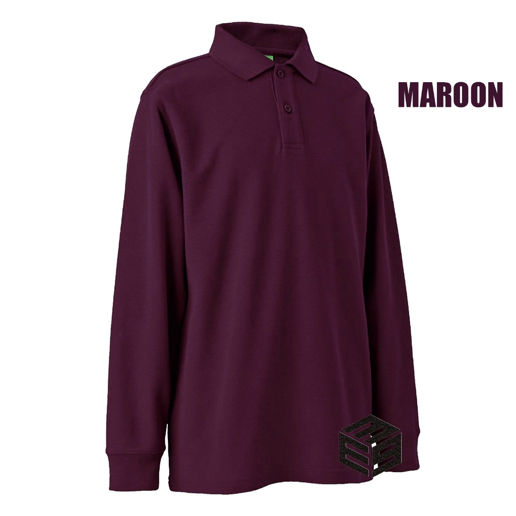 Jual Kaos Polo Shirt Maroon Lengan Panjang | Kaos Kerah Polos Pria ...