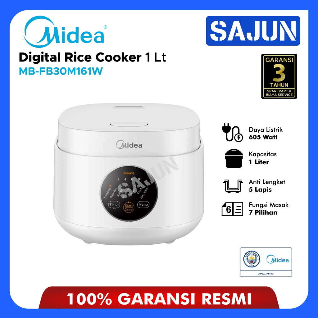 Jual Midea Digital Rice Cooker 1L - MB-FB30M161W- 5 Layer and 7 Preset ...