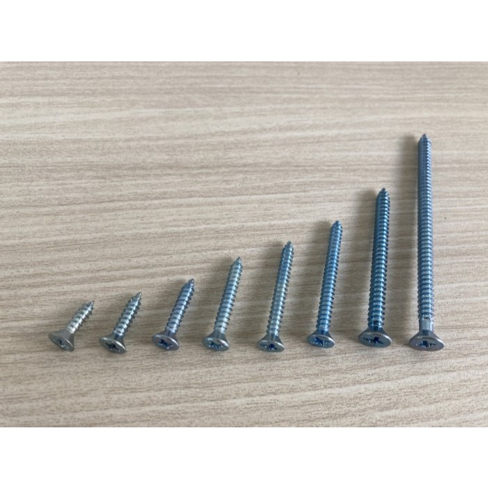 Jual Sekrup Tapping Inch Kepala Rata F+AB Skrup Putih Kepala Rata Moon ...