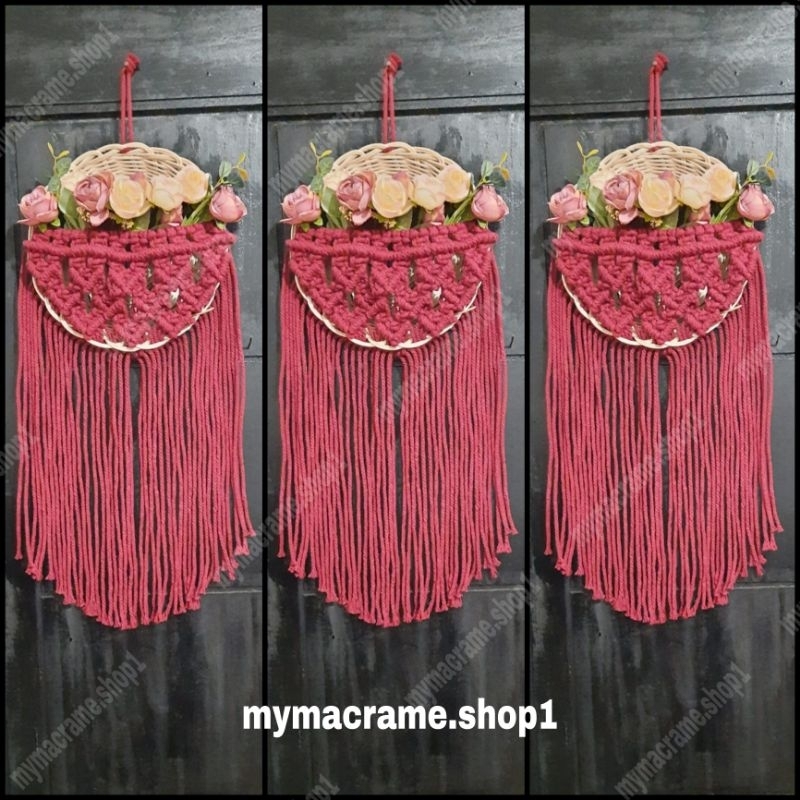 Jual Hiasan Dinding Macrame Rotan Basket Dekorasi Dinding Aesthetic