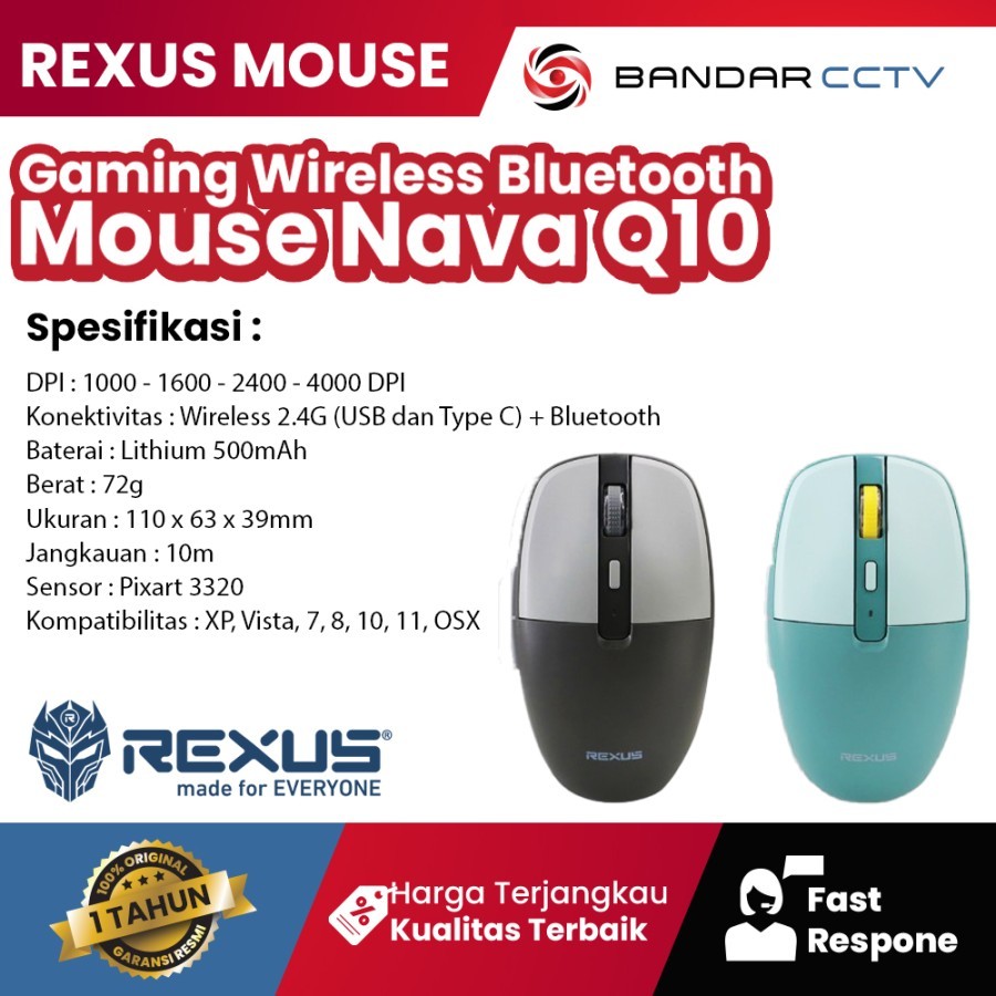 Jual Rexus Nava Q10 Wireless Bluetooth Gaming Mouse | Shopee Indonesia