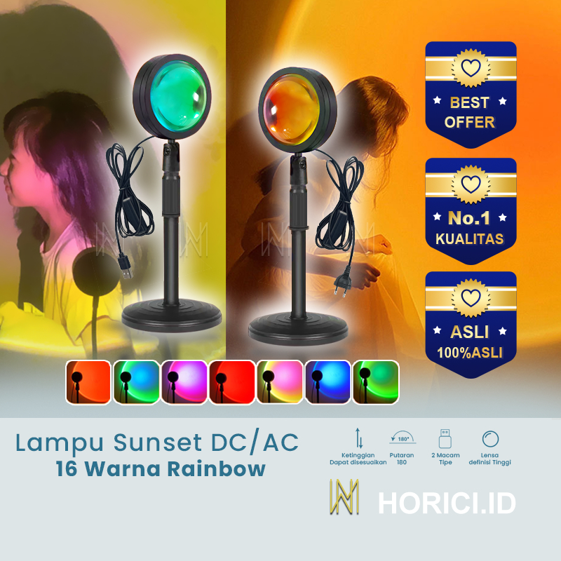 Jual Horici Lampu Sunset DC 4Warna Dan AC 16Warna Rainbow Sunset Lampu ...