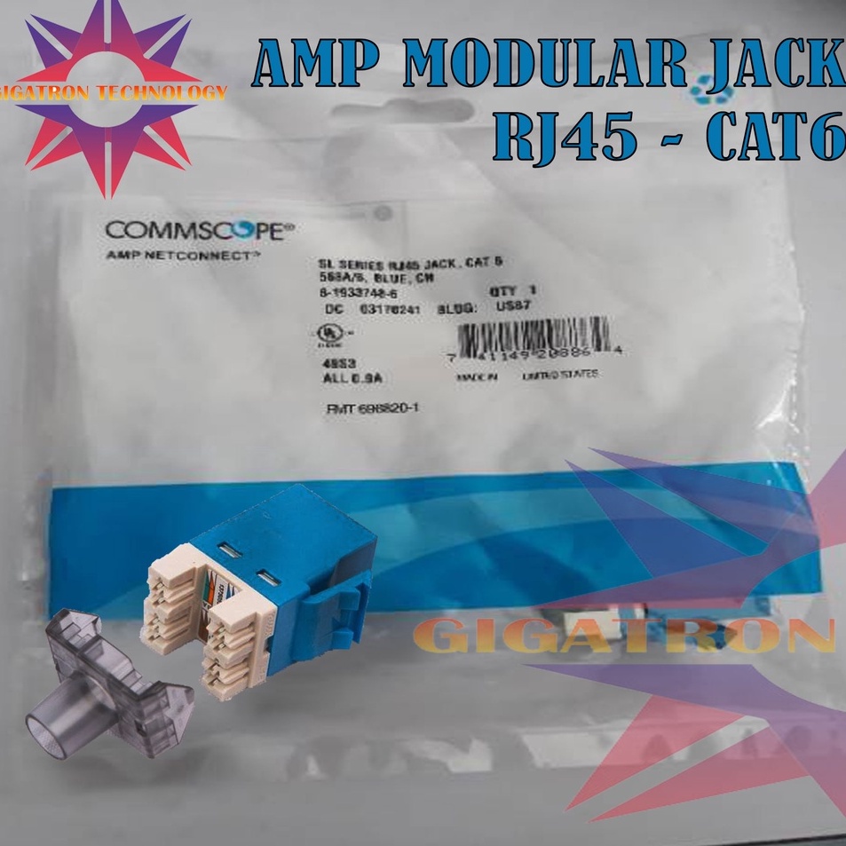 Jual Modular Jack RJ45 Cat 6 AMP COMMSCOPE Modular Jack Cat6 RJ45 UTP ...