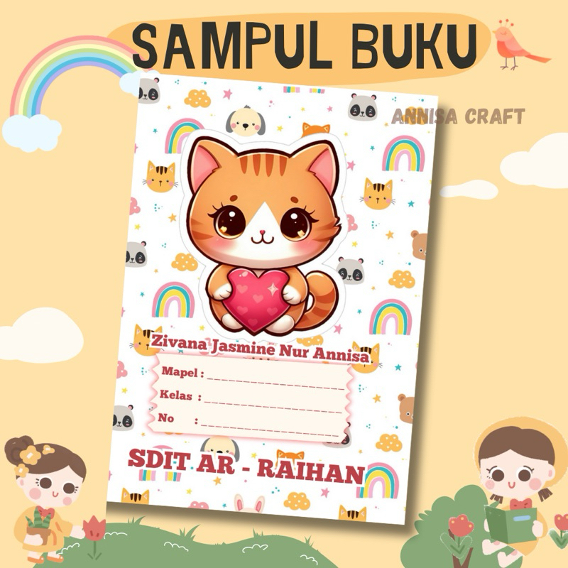 Jual Sampul Buku Custom Nama Isi 10 pcs, Cover buku, Sampul buku A5 B5 ...