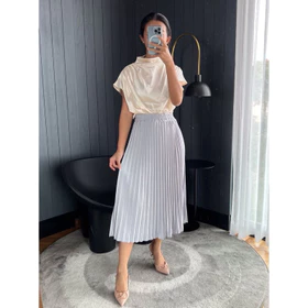 Rok Plisket Midi Rok 7 8 Plisket Premium Pleated Skirt Rok Plisket Tanggung