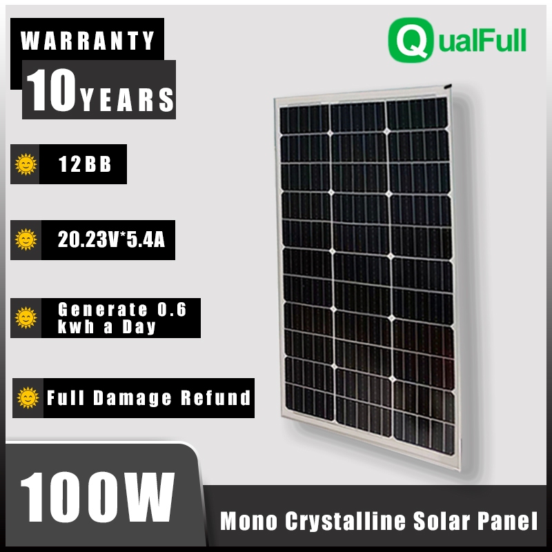 Jual 12BB Panel Surya【100Wp】Monocrystalline 100W Solar Panels IP67 ...