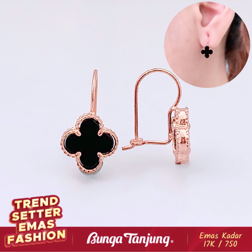 Jual Anting Kawatan Clover B Besar Warna Emas K Bunga Tanjung