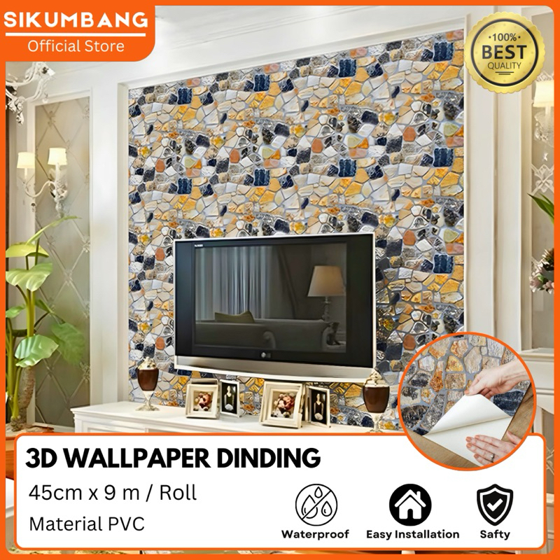 Jual SIKUMBANG Wallpaper Sticker Dinding PVC 45cm X 9m Motif Corak Batu ...