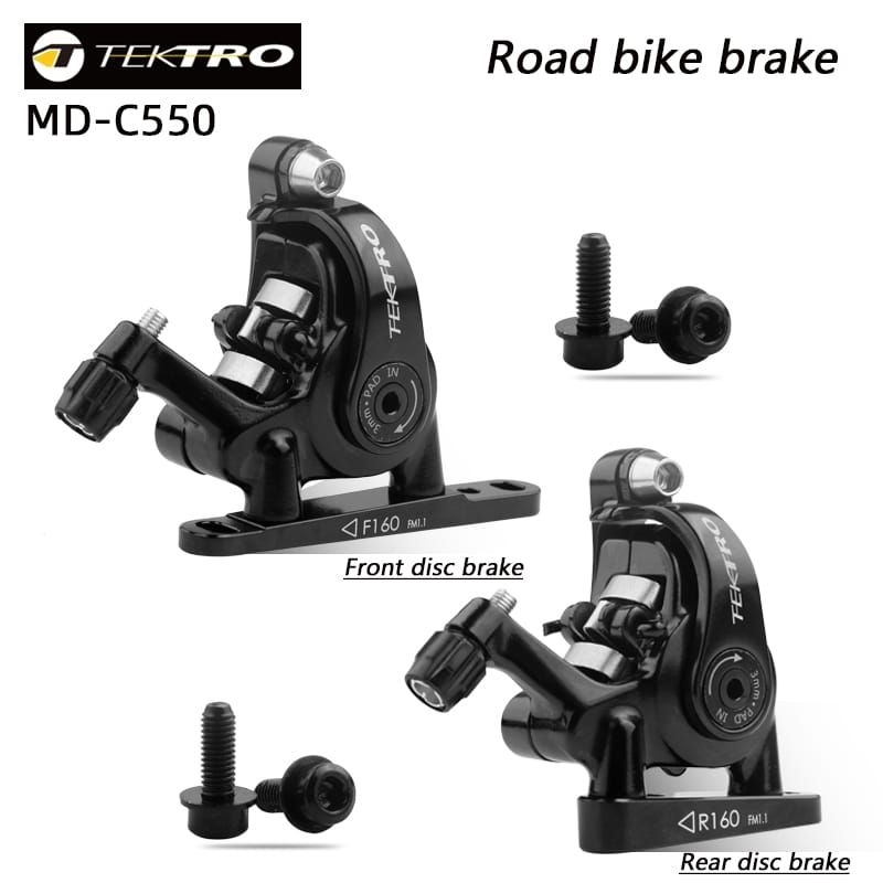 TEKTRO MD-C550 Road Disc Brake Set – Flat Mount Mechanical Brakes With 160mm Rotors, Front & Rear