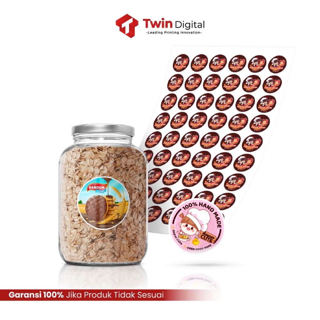 Jual Twindigital Custom Sticker Vinyl Waterproof / Label Makanan ...