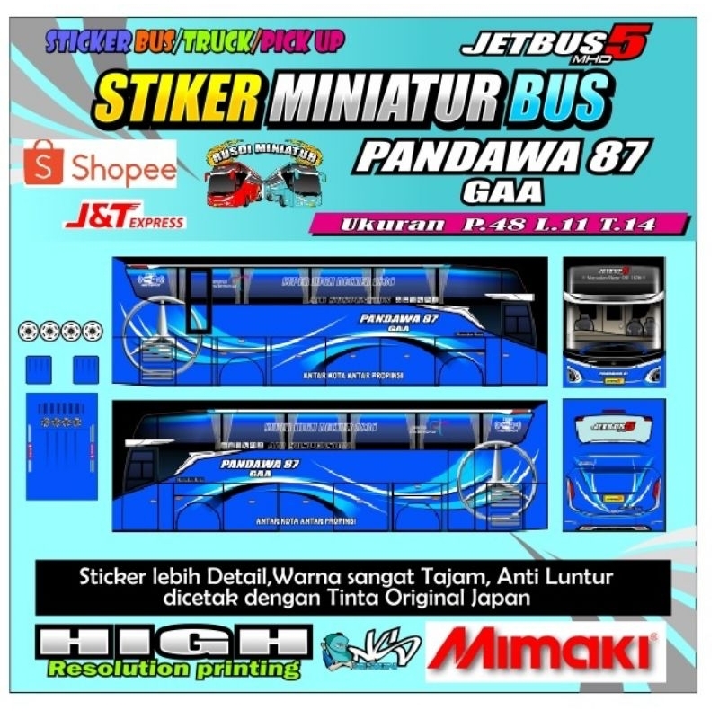 Jual stiker miniatur bus Pandawa 87 JB5 | Shopee Indonesia