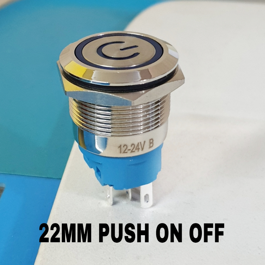 Jual Saklar pencet 22 mm | push ON OFF stainless 22 mm plus Led ...
