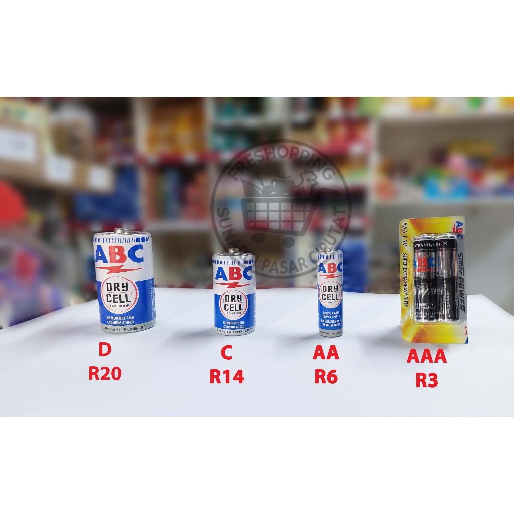 Jual Batrai Baterai Battery ABC 1,5V Tipe AAA/R3 AA/R6 C/R14 D/R20 ...