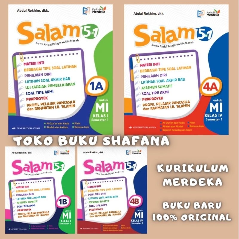 Jual Buku Salam 1A 1B 4A 4B Erlangga Kurikulum Merdeka Kelas 1 4 MI ...