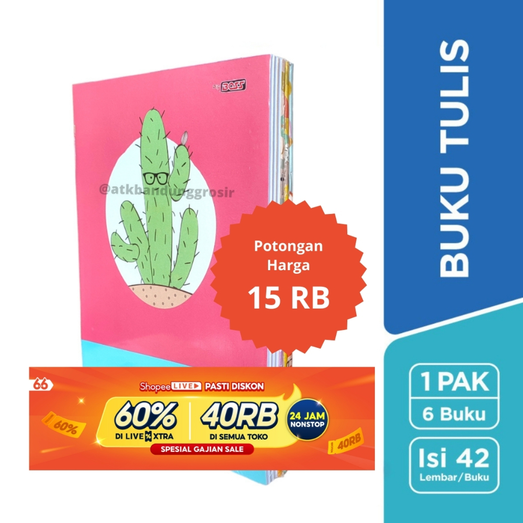 Jual Buku Tulis Boxy Big Boss 42 Lembar 1 Pak (6 Buku) Ukuran B5 18 x ...