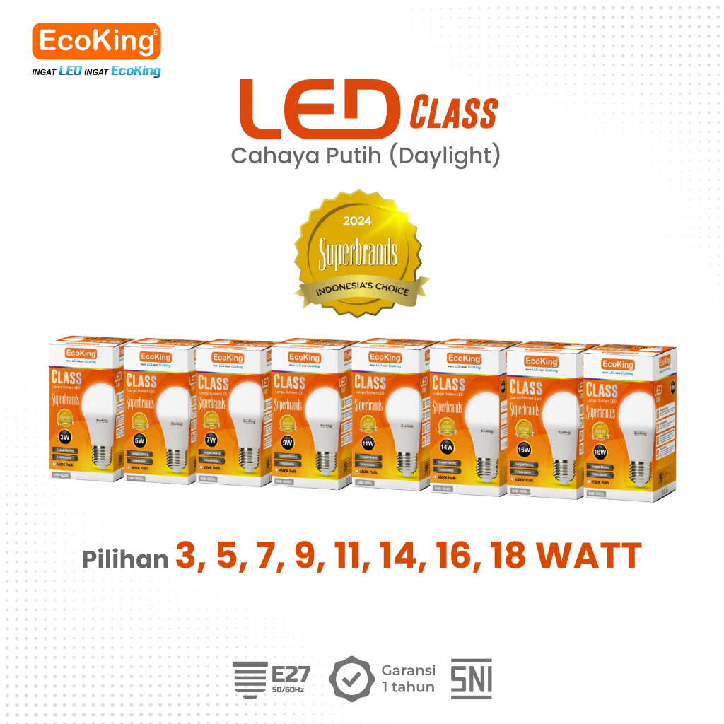 Jual EcoKing Lampu Bohlam LED CLASS Lampu Rumah Terang Berkualitas 3W ...