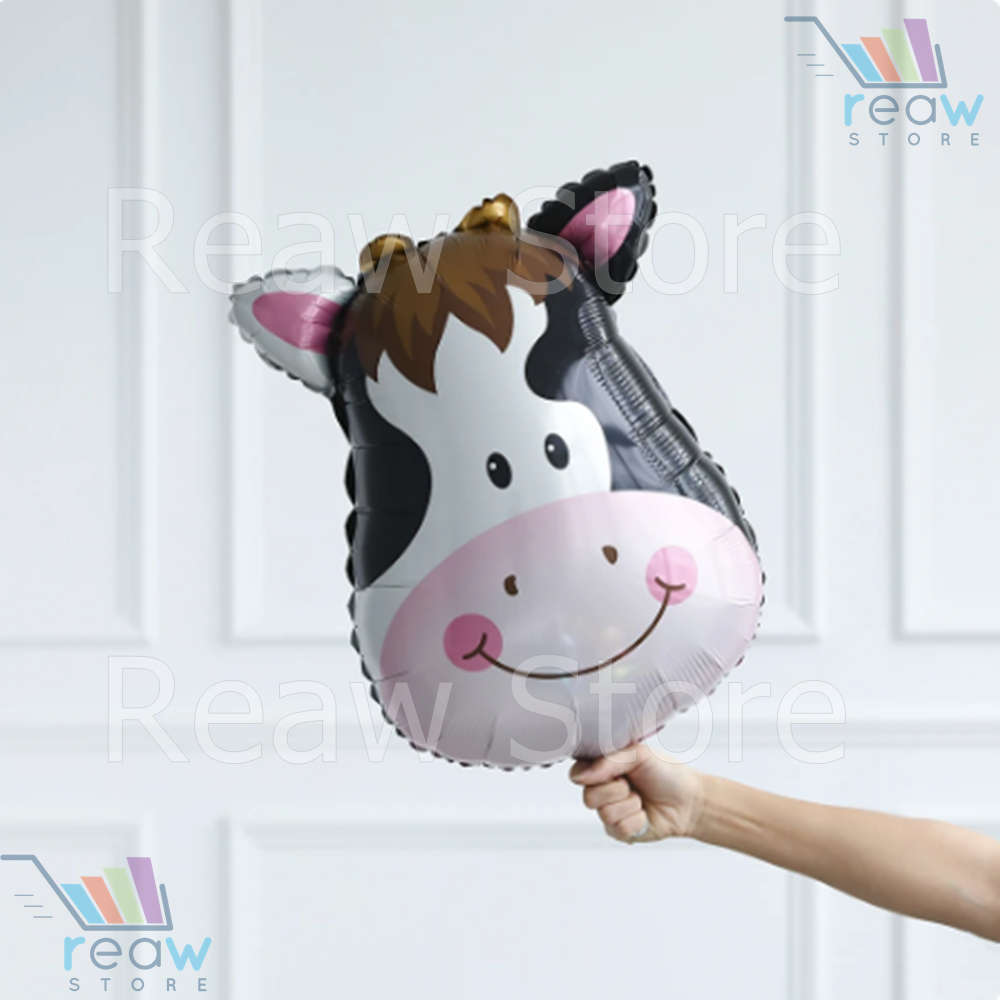 Jual Balon Foil Karakter Hewan / Binatang Kepala Sapi / Animal Cow 40cm ...