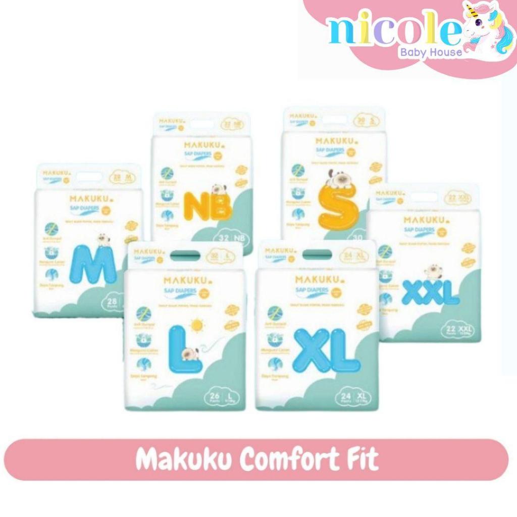 Jual MAKUKU Comfort Fit NB32 S30 M28 L26 SAP Diapers Tape / Pants ...