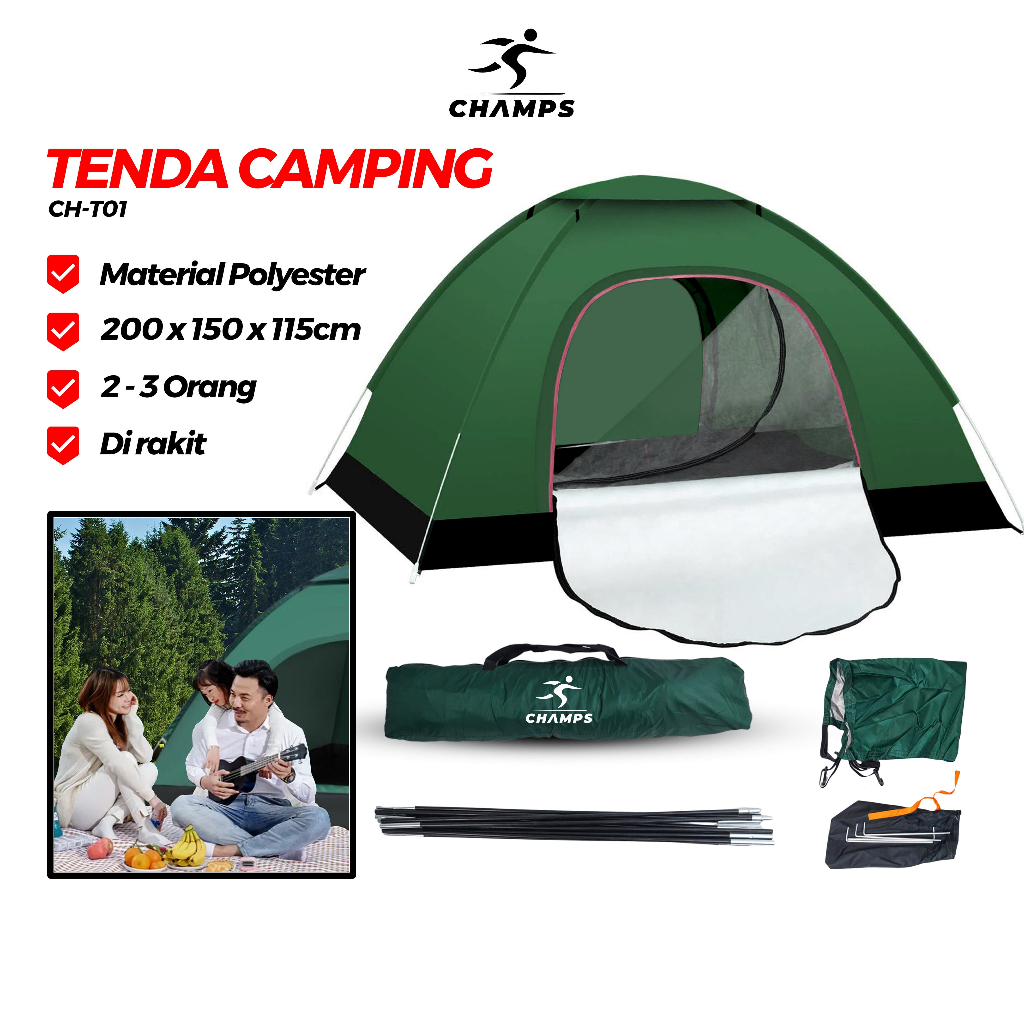 Jual Champs Tenda Camping Kapasitas 4 6 Orang Tenda Gunung Otomatis Dome Outdoor And Indoor Hijau 6907