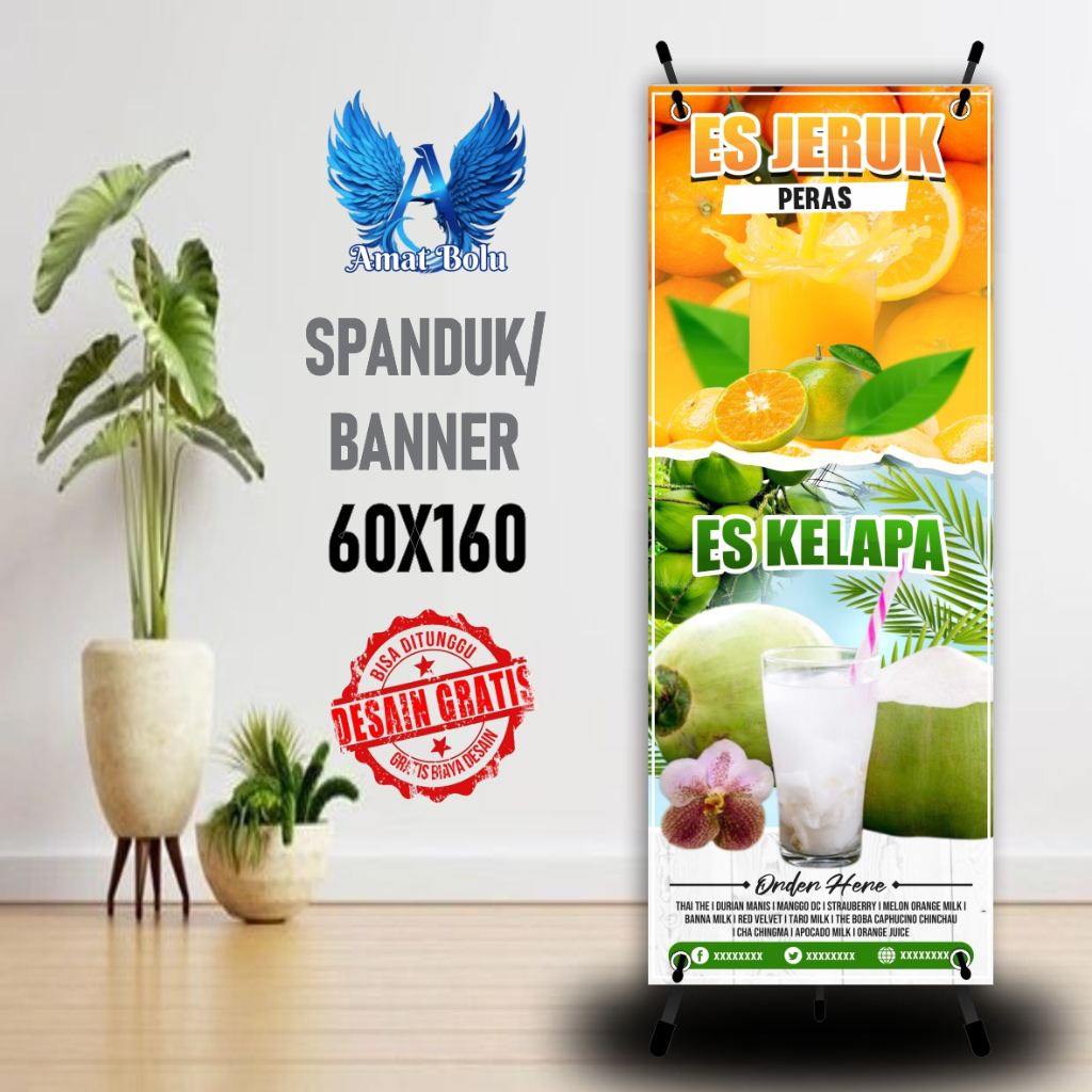 Jual Cetak Banner Cetak Spanduk Es Jeruk Peras Es Kelapa Ukuran