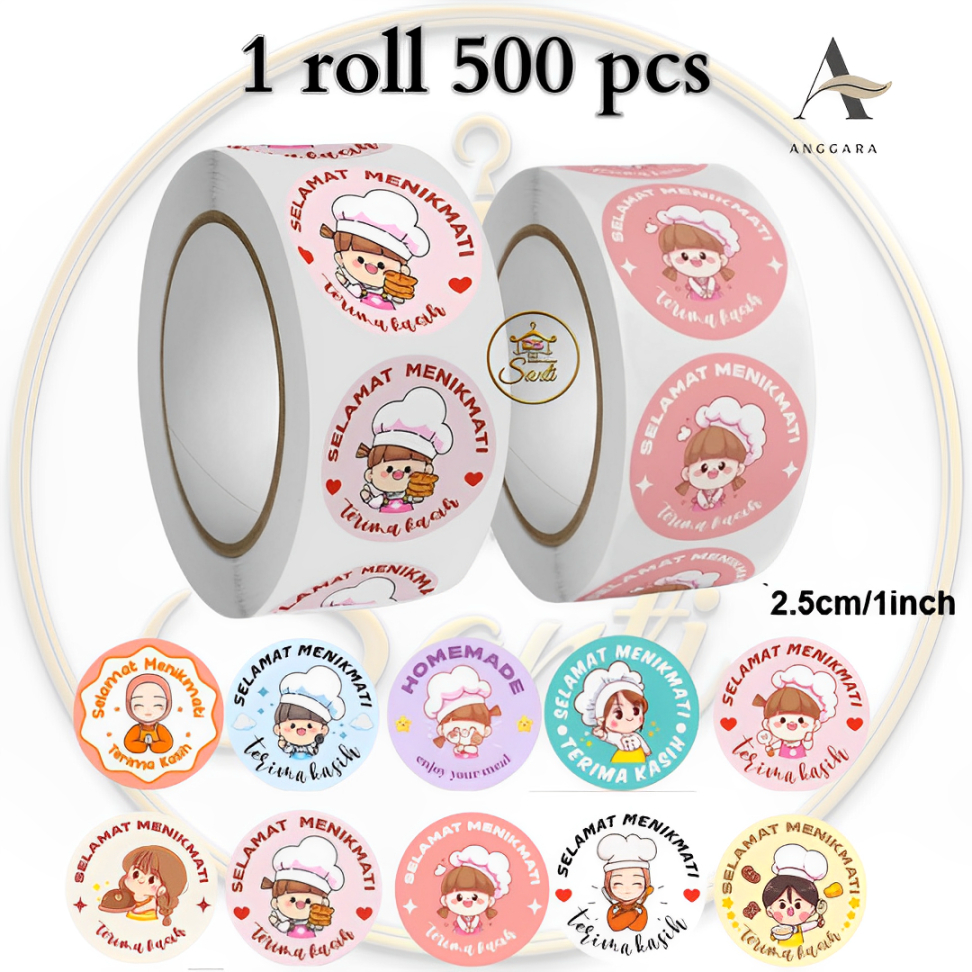 Jual Stiker Selamat Menikmati 1 Roll 500 Pcs Sticker Bulat Roll Makanan ...