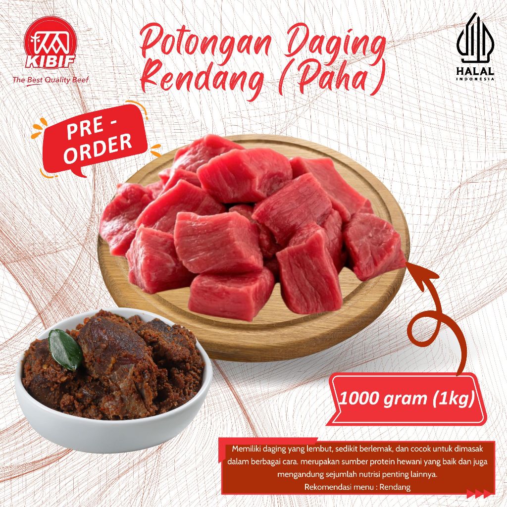 Jual Pre Order Daging Paha / Rendang Potong 1kg | Shopee Indonesia
