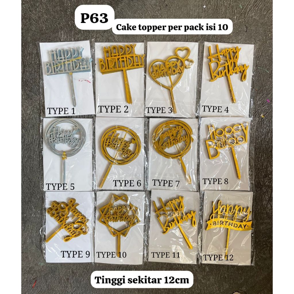Jual Cake Topper Acrylic Perpack Isi 10pcs | Shopee Indonesia