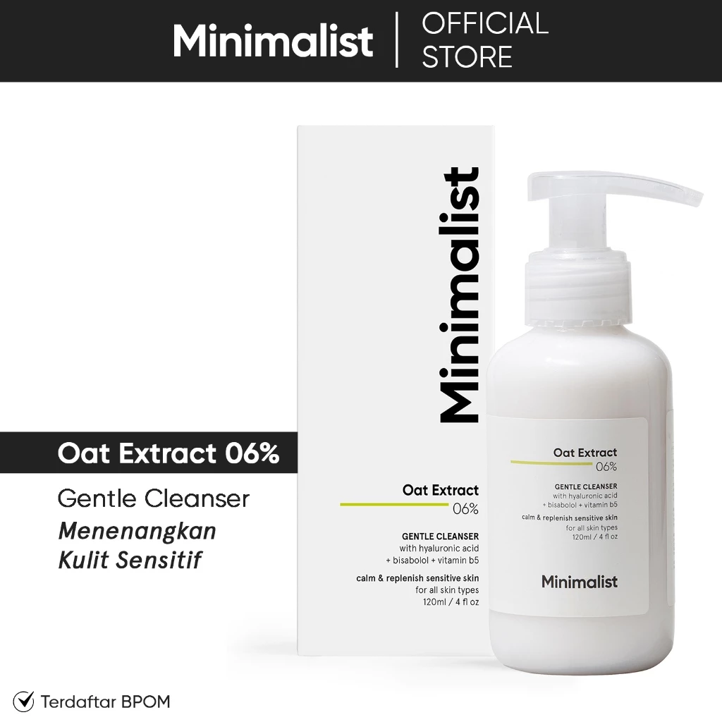 Pratinjau Minimalist 6% Oat Extract Gentle Cleanser | Face Wash dengan Hyaluronic Acid untuk Kulit Wajah Sensitif | 120ML