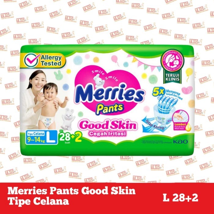 Jual Popok Merries Pants M32+2/L28+2/XL26 good skin | Shopee Indonesia