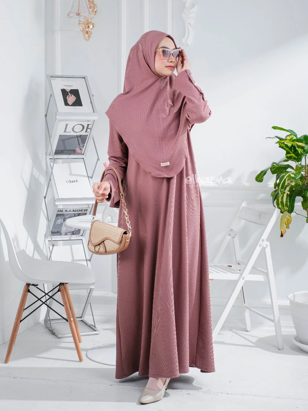 Gamis Dress Abaya Resleting Depan Button Knit Premium Jumbo detail kancing