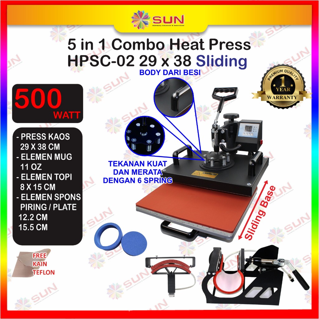 Jual Mesin Press Kaos High Pressure 700 watt 29x38 Swing / Putar ...