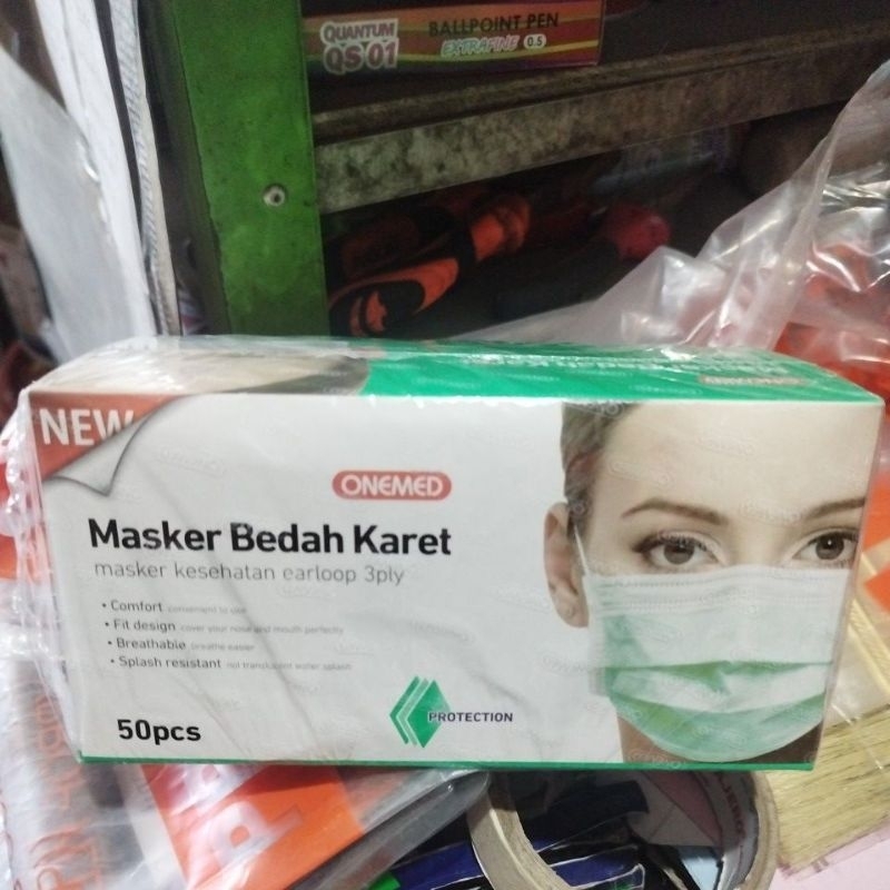 Jual MASKER BEDAH KARET 3PLY ONE MED | Shopee Indonesia