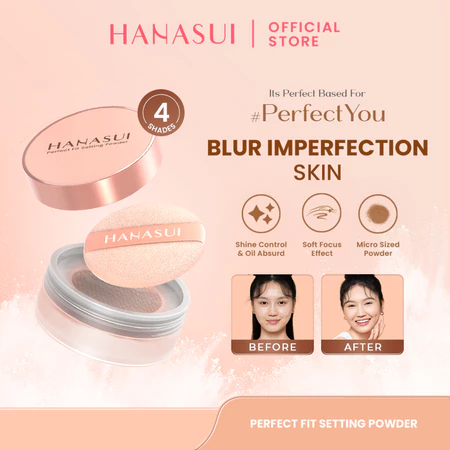 Hanasui Perfect Fit Setting Powder 03 Natural bedak tabur dengan vitamin E dan UV protection