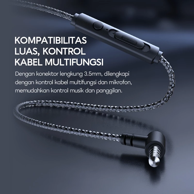 VIVAN Earphone In Ear Kabel Stereo Powerfull Bass Wired Headset Q15 Black Garansi Resmi 1 Tahun