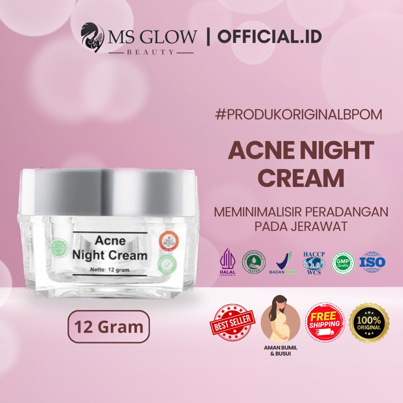 Jual MS GLOW ACNE NIGHT CREAM FOR ACNE SKIN by MSGLOWOFFICIAL.ID