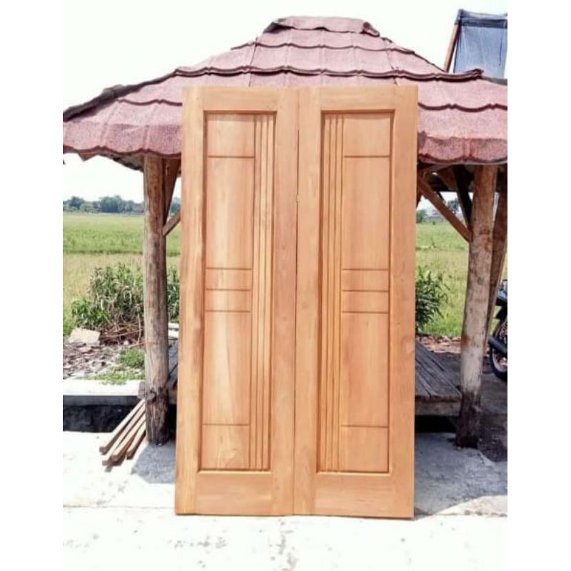 Jual Pintu Kuputarung Bahan Jati Isian Cm Model Garis Minimalis Modern Shopee Indonesia