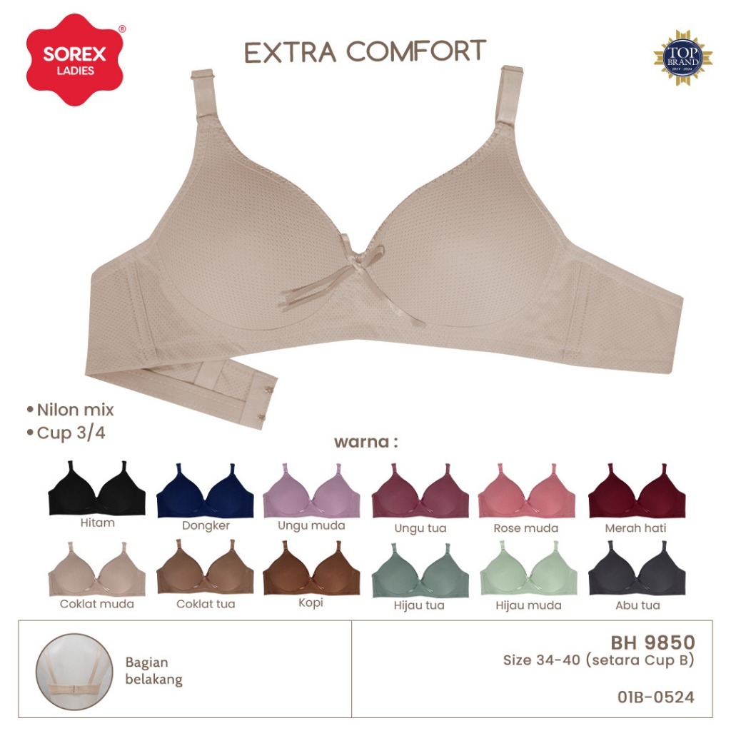 Jual Bh Bra Sorex 9850 Cup A-B (34-40) Kait 2 Extra Comfort | Busa ...