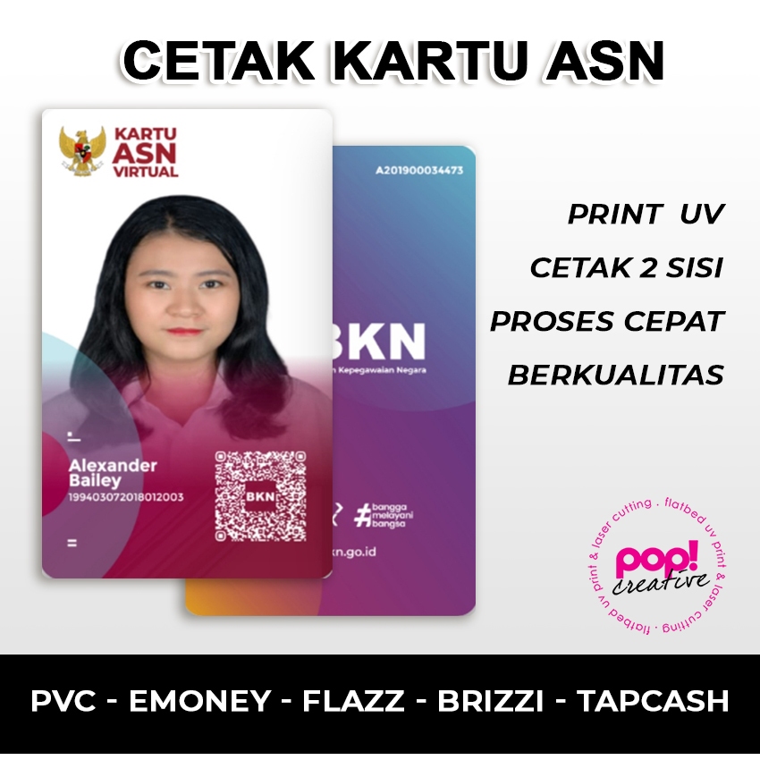 Jual Kartu ASN Cetak PVC Emoney Print ID CARD Virtual 2sisi | Shopee ...