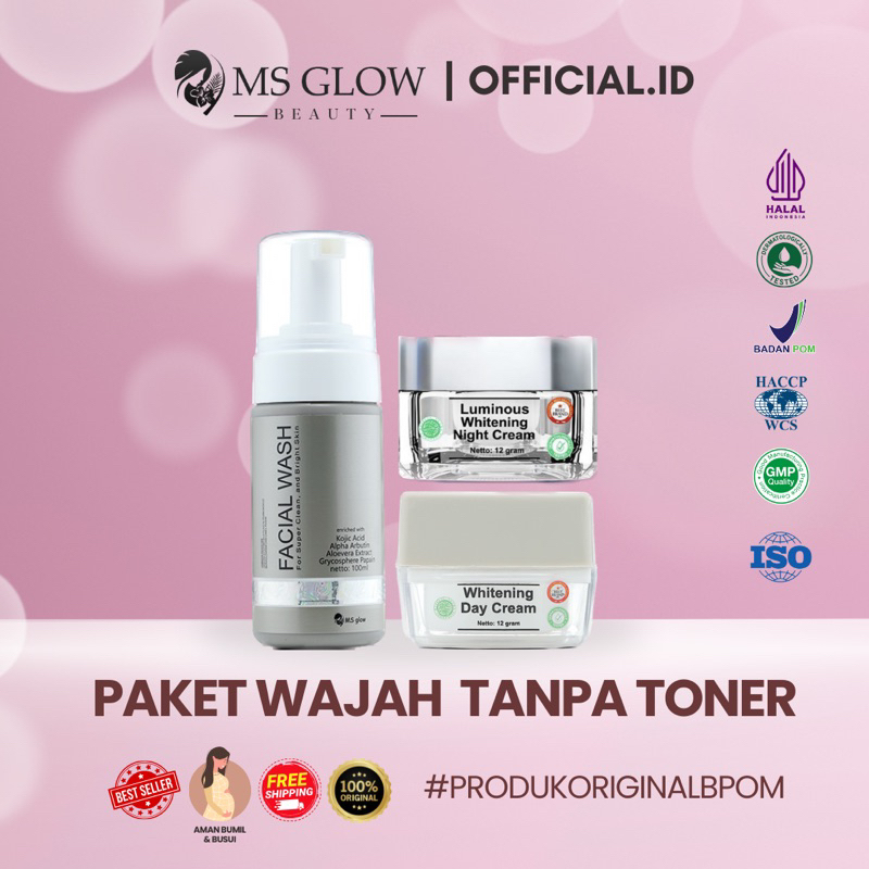 Jual MS GLOW - PAKET WAJAH TANPA TONER MS GLOW/HITENING/LUMINOUS