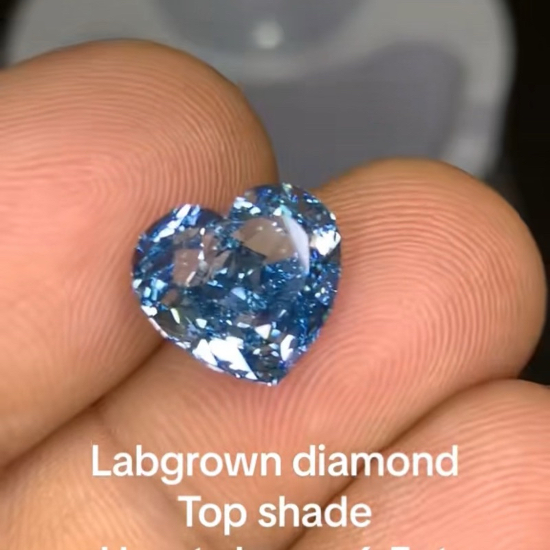 Jual lab grown diamond cvd diamond blue heart and round serti GRI