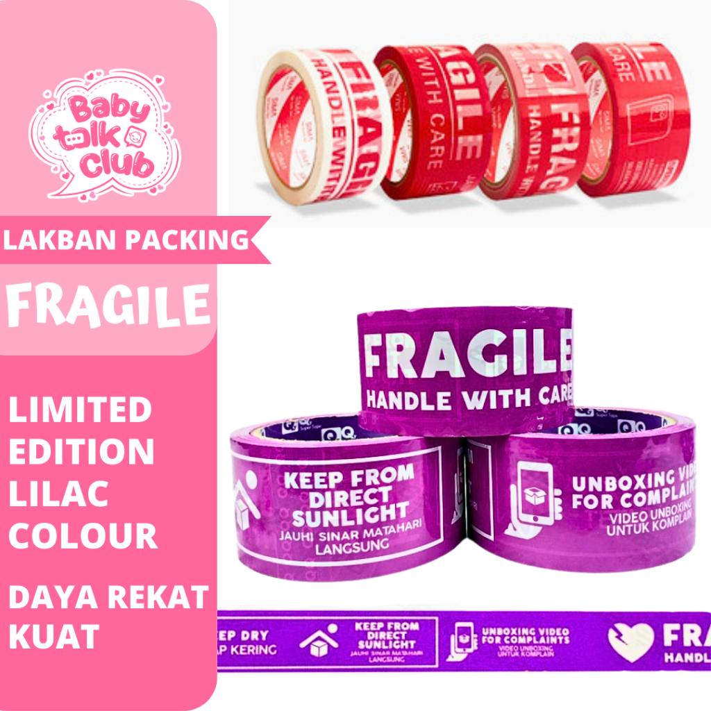 Jual Fragile Lakban Solasi 3in1 Keperluan Jualan Label Fragile Merah ...