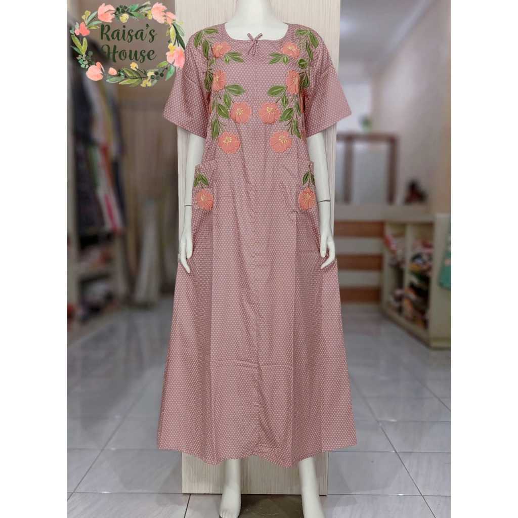 Jual DASTER LONGDRESS BORDIR KHAS MALANG LENGAN PANJANG SALEM Shopee Indonesia