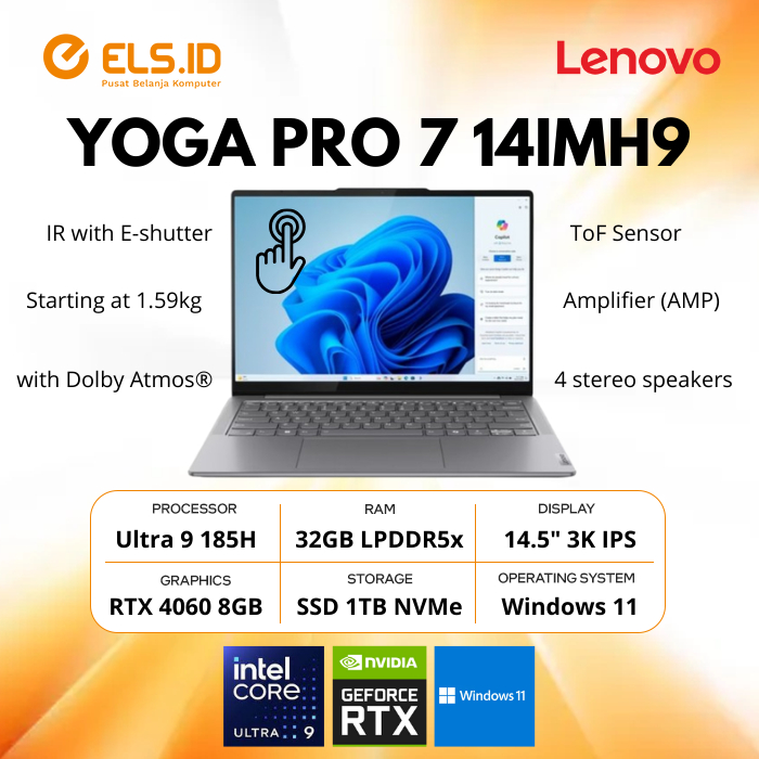 Jual Lenovo Yoga Pro 7 14IMH9 Core Ultra 9 185H 32GB SSD 1TB RTX4060 14 