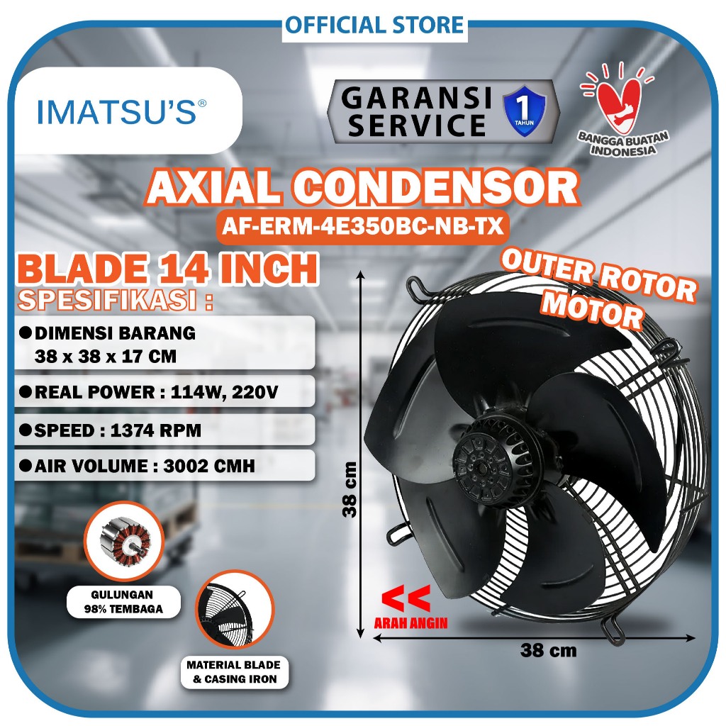 Jual Axial Fan 14 Inch 220V Fan Condensor Fan Chiller Kipas Condenser ...