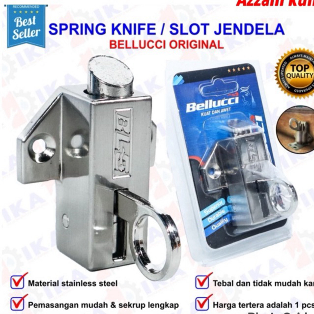 Jual Spring knife kniv knipe belluci BELLUCI kunci jendela jumbo hitam ...